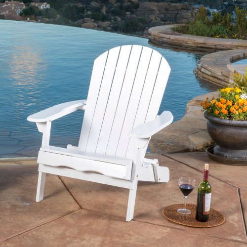 White Adirondack Chair for Patio, Backyard