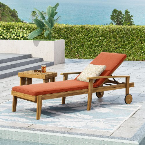 Pumpkin Orange Outdoor Chaise Lounge Chair