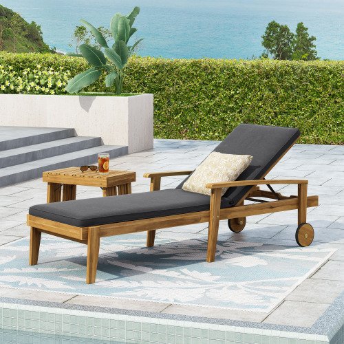 Gray Outdoor Chaise Lounge Chair