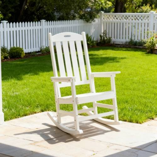 Rocking Chair White Color, Suitable For All Seasons: Outdoor Lounge Chair