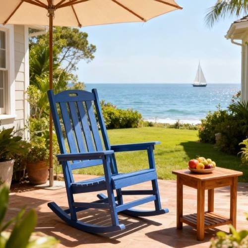 Rocking Chair Navy Blue Color, Suitable For All Seasons: Outdoor Lounge Chair